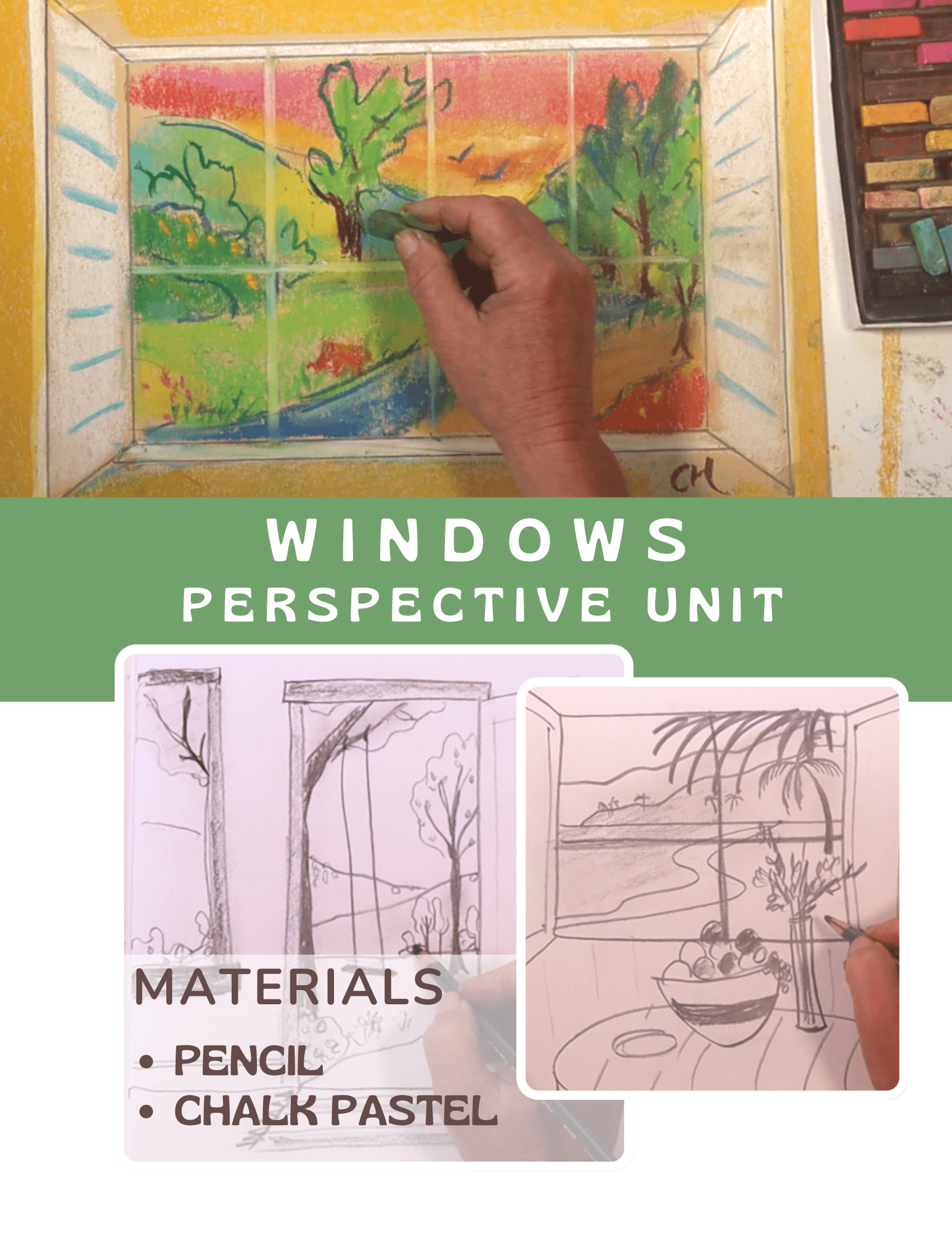 Drawing a perspective window with pencil on art paper.