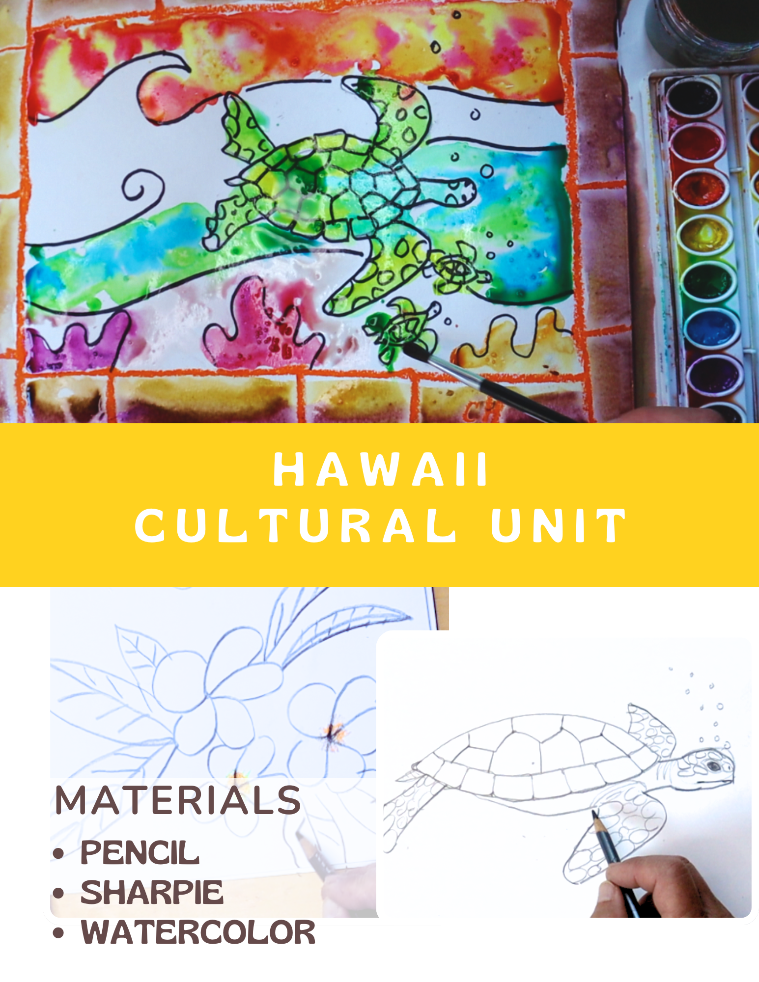 A colorful watercolor painting of a gecko with a cultural project setup.